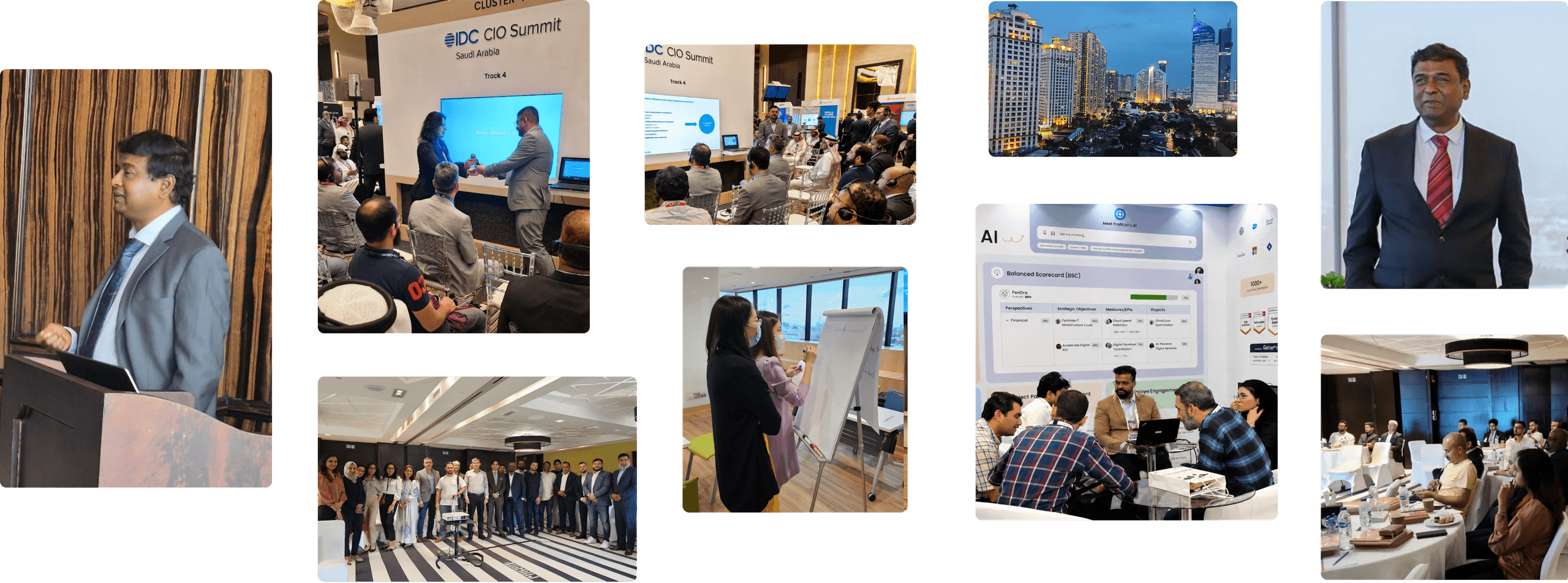 Profit.co team at events, in the office, and with customers worldwide