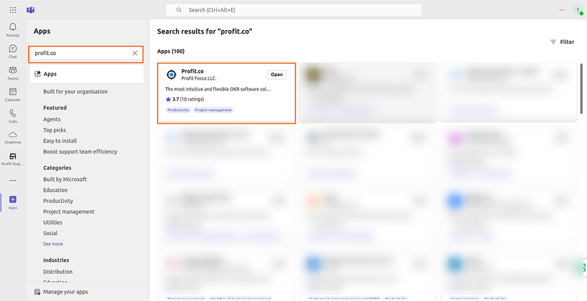 Installing the Profit.co application screenshot